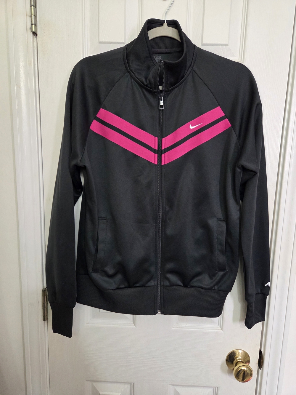 Nike Women’s Black Jacket with Pink Chevron Stripes
